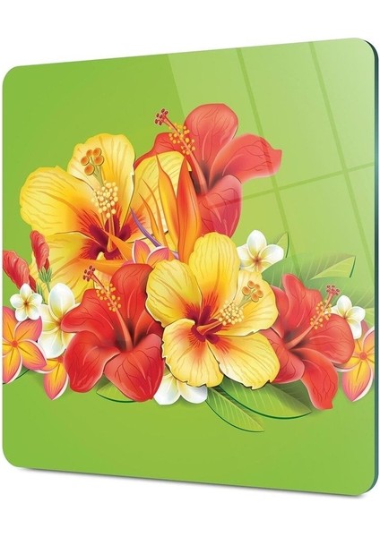 Cam Kesme Tahtası Kare Renkli Çiçek Desenli fırsatları