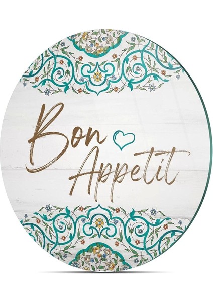 Cam Kesme Tahtası Yuvarlak Bon Appetit Desenli fırsatları
