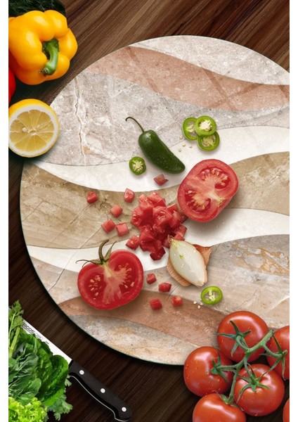 Cam Kesme Tahtası Yuvarlak Dalgalı Mermer Desenli fiyatları