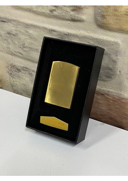Marka USB Şarjlı Elektrikli Sarı Gold Kişiye Özel Çakmak