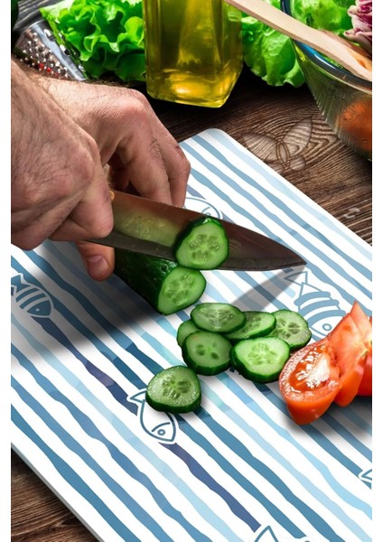 Cam Kesme Tahtası Marine Blue Fish Line modelleri