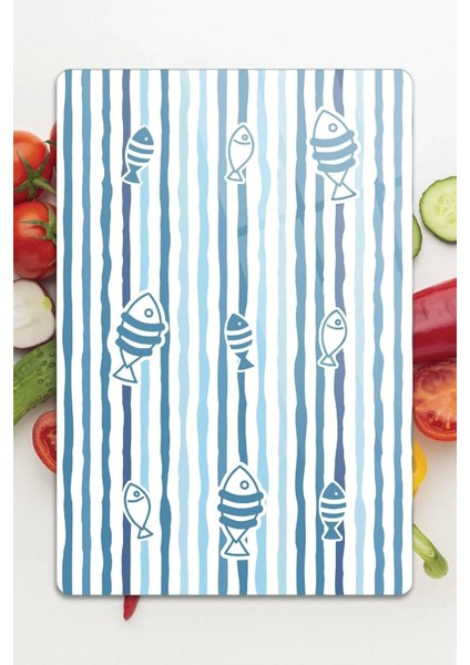 Cam Kesme Tahtası Marine Blue Fish Line fırsatları