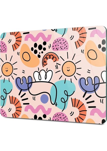 Cam Kesme Tahtası Renkli Geometrik Çizgi Desenli