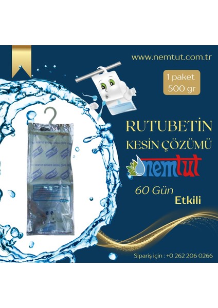 Nem Alıcı Önleyici Rutubet Küf Giderici Emici Korozyon Önleyici Koku Giderici 1 kg 1 Kutu 2 Paket