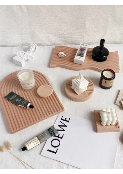 Ahşap Oymalı Yarım Gökkuşağı Kesme Tahtası ve Sunum Tepsisi Takı Tepsisi Boho Sunum Büyük Boy modelleri