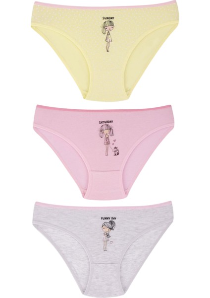 Kız Çocuk 7 Adet Bikini Külot Haftanın Günleri Yazılı Kız Figürlü Karışık Renkli 7 Li fiyatları
