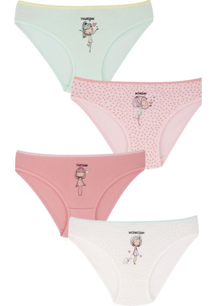 Kız Çocuk 7 Adet Bikini Külot Haftanın Günleri Yazılı Kız Figürlü Karışık Renkli 7 Li modelleri