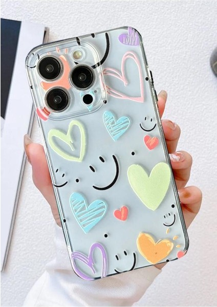 New Smile Desenli Şeffaf Silikon Kılıf Apple Iphone Modelleri Uyumlu