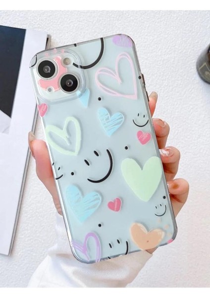 New Smile Desenli Şeffaf Silikon Kılıf Apple Iphone Modelleri Uyumlu