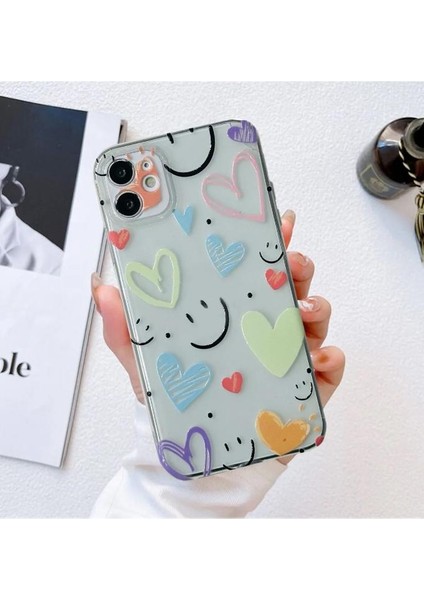 New Smile Desenli Şeffaf Silikon Kılıf Apple Iphone Modelleri Uyumlu