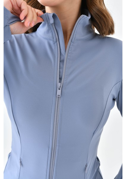 Kadın Sporcu Hırkası Slim Fit Comfort Light Warm