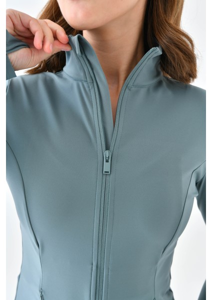 Kadın Sporcu Hırkası Slim Fit Comfort Light Warm