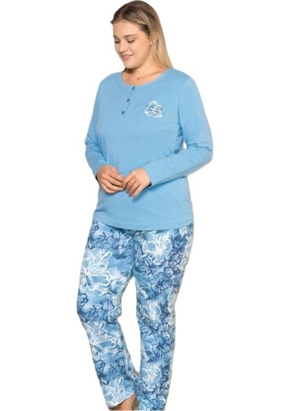 Büyük Beden Mevsimlik Uzun Kol Kadın Pijama Takımı