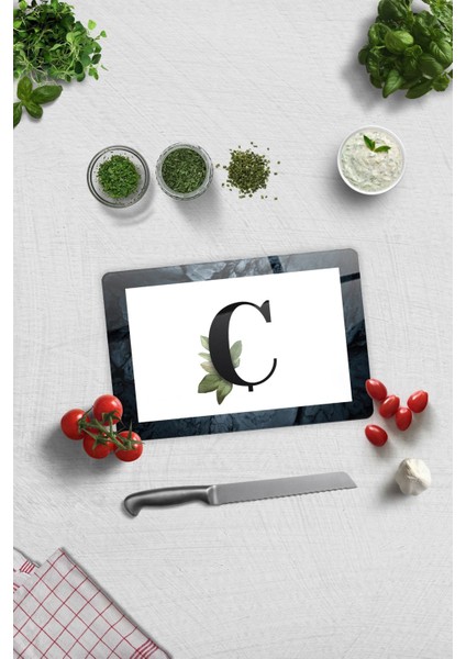 Cam Kesme Tahtası - Cam Kesme Tablası Harfli Tasarım C Harfi 20 Cm X 30 Cm