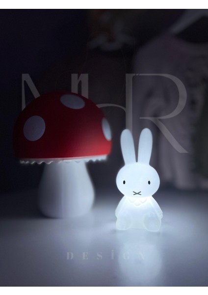 MHR Desing Miffy Tavşan Gece Lambası Küçük Boy 12  cm  Beyaz Işık