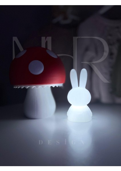 MHR Desing Miffy Tavşan Gece Lambası Küçük Boy 12  cm  Beyaz Işık