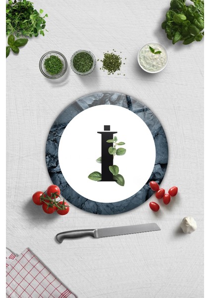 Cam Kesme Tahtası - Cam Kesme Tablası Harfli Tasarım I Çap 32 Cm