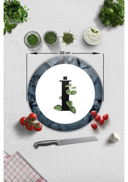 Cam Kesme Tahtası - Cam Kesme Tablası Harfli Tasarım I Çap 32 Cm modelleri