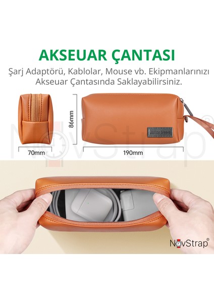 Novstrap Apple Macbook Air M1 13 Inç A2337 A1932 A2179 ile Uyumlu Luxury Pu Deri Çanta Kılıf Sleeve