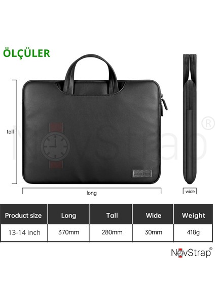 Novstrap Apple Macbook Pro 13 Inç M1 M2 A2338 A2289 A2251 ile Uyumlu Luxury Deri Çanta Kılıf Sleeve