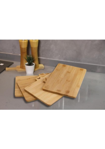 Bambu Bambu Standlı Kesme Tahtası 4lü Set 30 X 20 Kahverengi