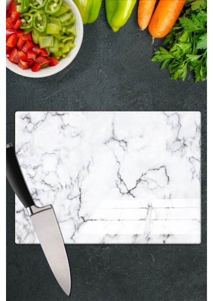 35 x 25 cm Kesim Panosu White Marble 1 Parça Beyaz Cam modelleri