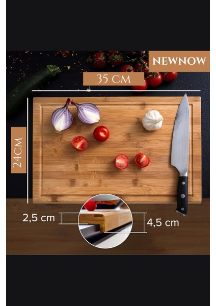 1 Parça Bambu Kesme Tahtası, Tezgah Üstü, Kaymaz Ekmek Tahtası, Kenarlı Kesme Tepsisi 35 * 24 cm Ba fırsatları