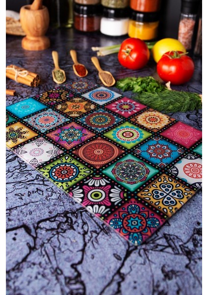 25 x 35 Temperli Cam Kesim Tahtası 25*35 Motif – Çizilmez, Isıya Dayanıklı, Kırılmaz, Kaymaz 1 Parç