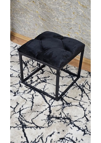 Kare Siyah Puf Bench Antre Önü Puf Bench Metal Puf