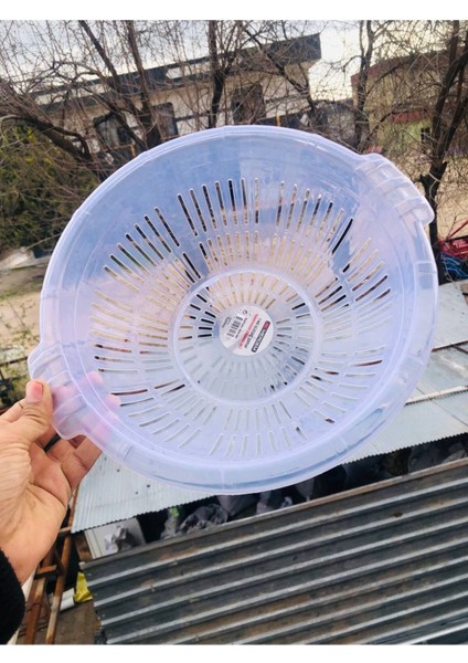 1 Parça Merdem Çift Kulplu Şefaf Muhtelif Süzgeç Makarna Mutfak Süzgeci 34 cm Plastik