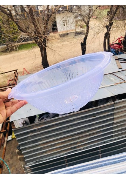 1 Parça Merdem Çift Kulplu Şefaf Muhtelif Süzgeç Makarna Mutfak Süzgeci 34 cm Plastik fiyatları
