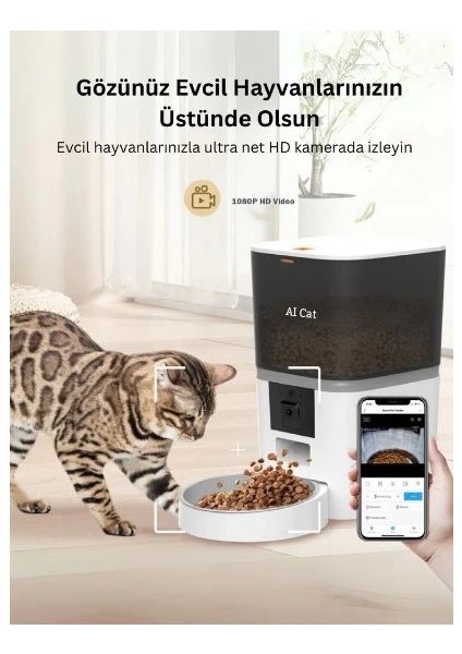 Otomatik ve Zaman Ayarlı Mama Kabı Beyaz