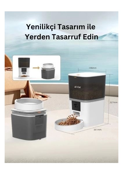 Otomatik ve Zaman Ayarlı Mama Kabı Beyaz