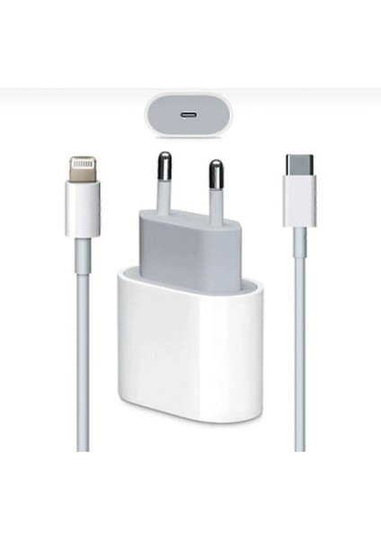 Iphone Tüm Cihazlarla Uyumlu 20 Watt Hızlı Şarj Aleti ve Lightning Şarj Kablosu