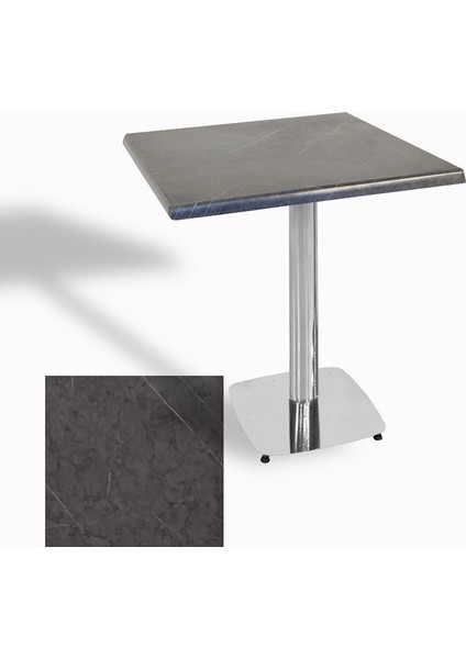 Tokyo Werzalit Kare Masa 70X70 (Kromnikel) - Grey Marble