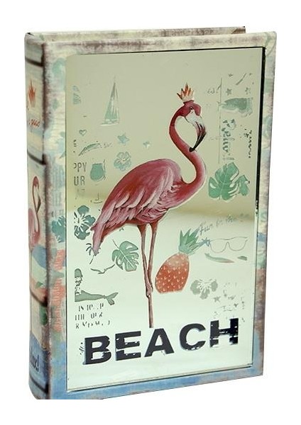 Kutu Kitap Aynalı Flamingo Dekoratiif Hediyelik