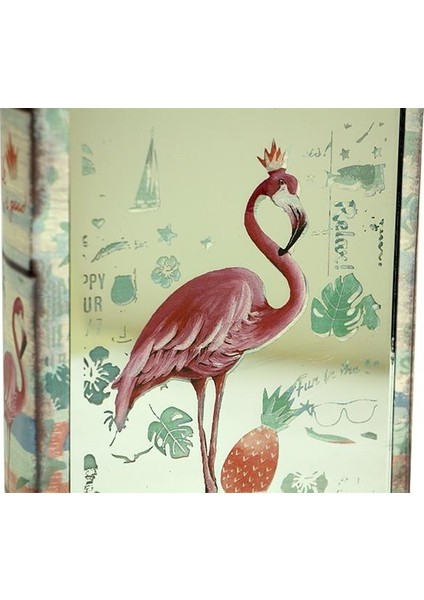 Kutu Kitap Aynalı Flamingo Dekoratiif Hediyelik