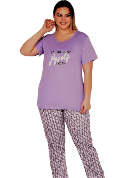 Büyük Beden Yazlık Kısa Kol Kadın Pijama Takımı