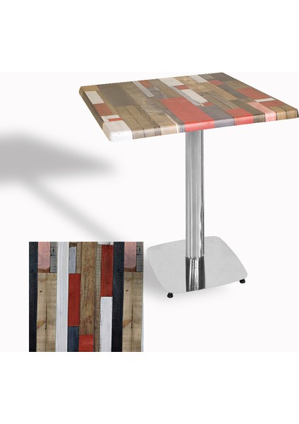 Tokyo Werzalit Kare Masa 70X70 (Kromnikel) - Redwood