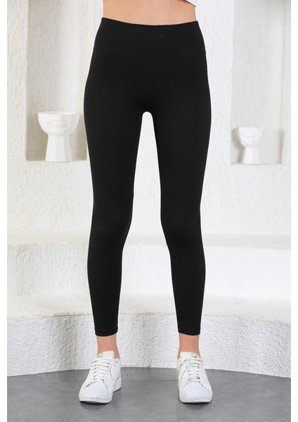 Fitilli Yüksek Bel Toparlayıcı Konforlu Tayt 374 Siyah modelleri