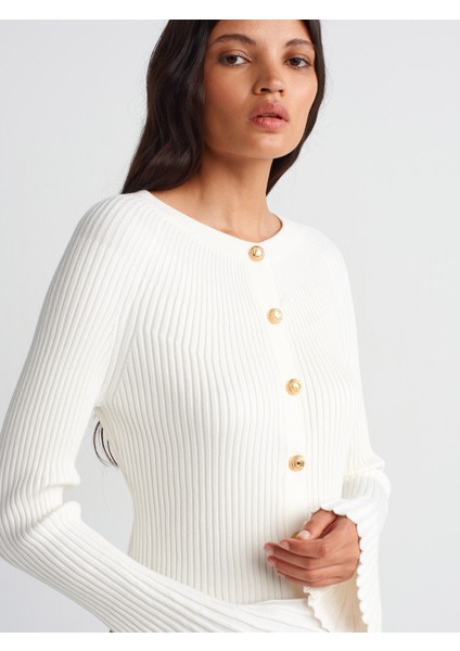 60246 Ispanyol Kol Triko Hırka-Ekru modelleri