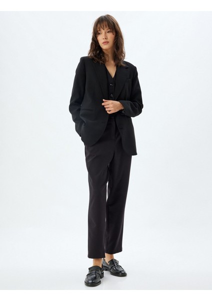 Koton Havuç Kesim Kumaş Pantolon Yüksek Bel Cepli 5WAK40097UW