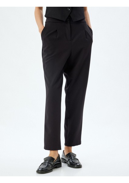 Koton Havuç Kesim Kumaş Pantolon Yüksek Bel Cepli 5WAK40097UW modelleri