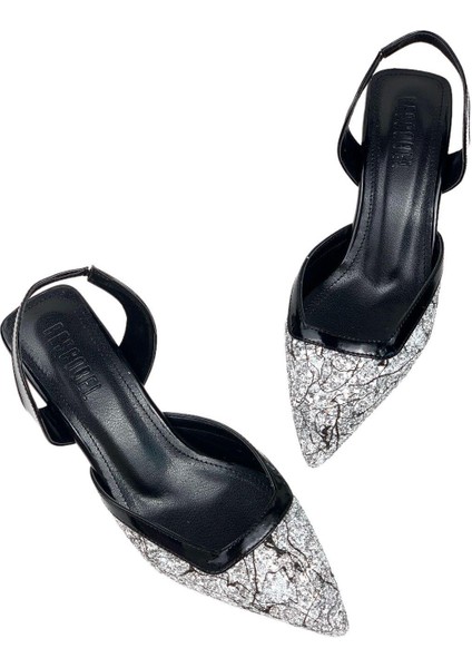 Kadın Orhed Siyah Badem Topuk Taş Detaylı Ayakkabı 5 cm 2508 fırsatları