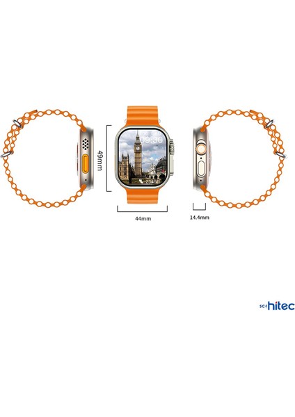 Schitec Watch S8 Ultra Max 2024 Android Ios Uyumlu Akıllı Saat Turuncu fırsatları