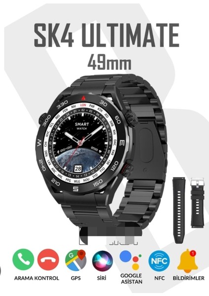 Ultimate Akıllı Saat Watch Amoled Ekran 1.5 Hd Siri Gps Nfc Pusula