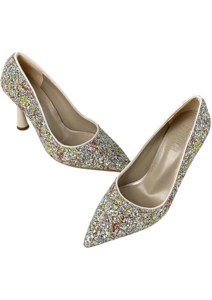 Kadın Sinra Bej Taş Kaplama Abiye Stiletto 10 cm Topuk 2268 fiyatları