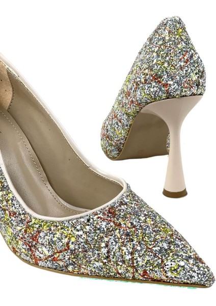 Kadın Sinra Bej Taş Kaplama Abiye Stiletto 10 cm Topuk 2268 modelleri
