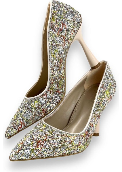 Kadın Sinra Bej Taş Kaplama Abiye Stiletto 10 cm Topuk 2268 fırsatları