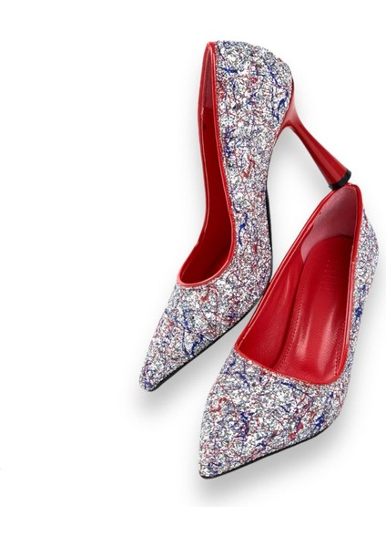 Kadın Sinra Kırmızı Taş Kaplama Abiye Stiletto 10 cm Topuk 2268 modelleri